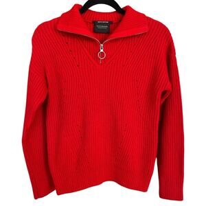 Maison Scotch Boy's Scotch & Soda Red Ribbed Quarter Zip Sweater Size XS
